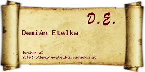 Demián Etelka névjegykártya
